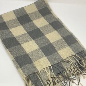 Plaid Gray and Cream Scarf/Wrap, approx 17x70”